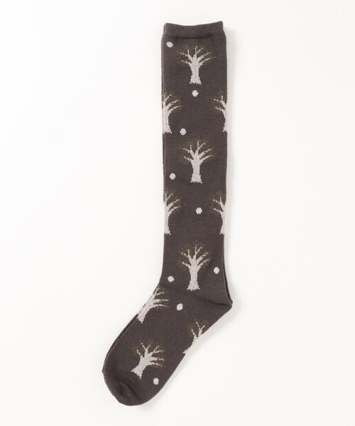 Samansa Mos2（サマンサ モスモス）の「ツリー柄ハイソックス（ソックス/靴下・レディース・ベージュ/ミント/チャコール・ﾌﾘ-）」の2枚目の写真