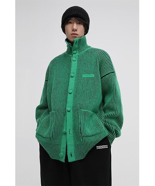 MASONPRINCE(メイソンプリンス)の「【MASONPRINCE】5 color reversible high neck cardigan KS1950(カーディガン/ボレロ・メンズ・ピンク/パープル/ブルー/レッド/グリーン・L/S/M)」の2枚目の写真