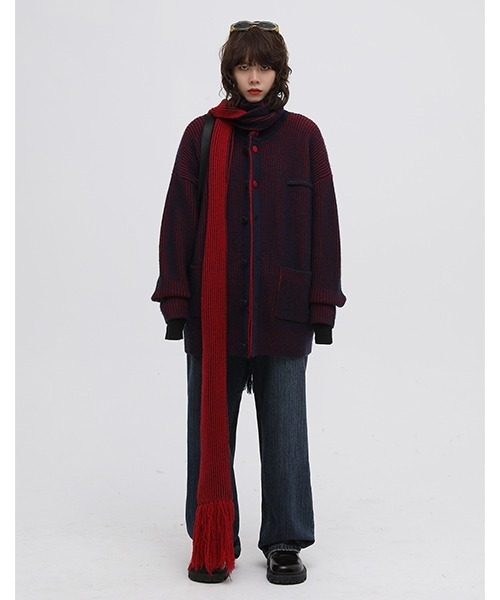 MASONPRINCE】5 color reversible high neck cardigan KS1950