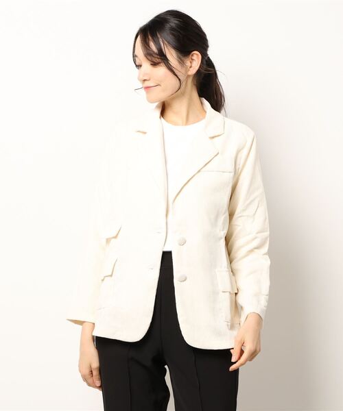 MAISON DE THERESE（メゾン ド テレーズ）の「コージュロイジャケット（テーラードジャケット・レディース・アイボリー/ブラック・LARGE/MEDIUM）」の2枚目の写真