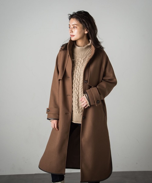 socolla（ソコラ）の「【socolla】レザーパイピングクラシックコート（その他アウター・レディース・ブラック/ベージュ/ブラウン・S/M）」の3枚目の写真