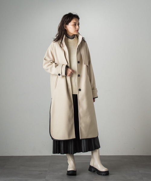 socolla（ソコラ）の「【socolla】レザーパイピングクラシックコート（その他アウター・レディース・ブラック/ベージュ/ブラウン・S/M）」の17枚目の写真