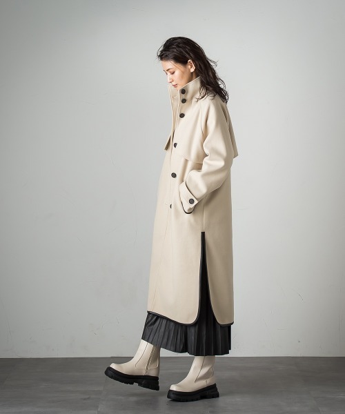 socolla（ソコラ）の「【socolla】レザーパイピングクラシックコート（その他アウター・レディース・ブラック/ベージュ/ブラウン・S/M）」の7枚目の写真