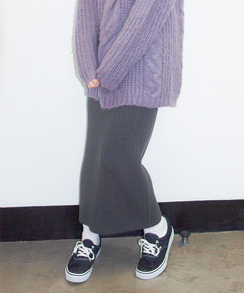 merry jenny（メリージェニー）の「【casual】ﾆｯﾄﾘﾎﾞﾝﾏｷｼｽｶｰﾄ（スカート・レディース・ブラック/グレー/グリーン・FREE）」の3枚目の写真