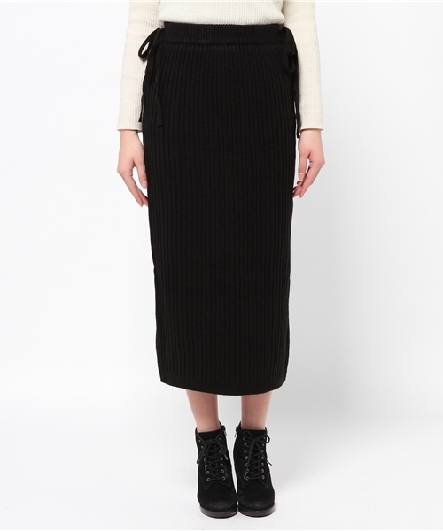 merry jenny（メリージェニー）の「【casual】ﾆｯﾄﾘﾎﾞﾝﾏｷｼｽｶｰﾄ（スカート・レディース・ブラック/グレー/グリーン・FREE）」の4枚目の写真