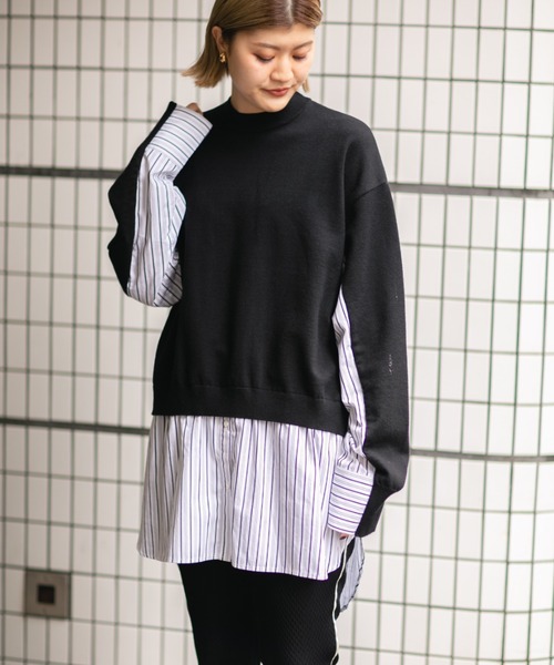 セール Gene Heavens シャツレイヤードニットトップス ニット セーター Gene Heavens ジーンヘブンズ のファッション通販 Zozotown