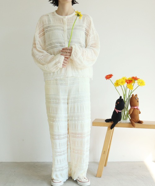 l'atelier du savon(アトリエドサボン)の「●ふりふりラッセルレースBL(シャツ/ブラウス・レディース・ホワイト/ブルー・FREE)」の7枚目の写真