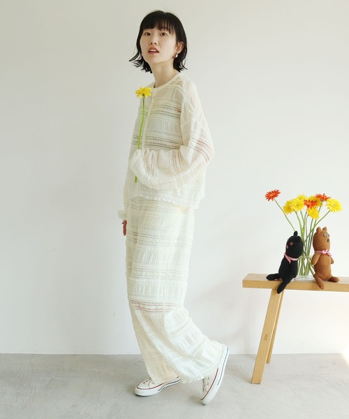 l'atelier du savon(アトリエドサボン)の「●ふりふりラッセルレースBL(シャツ/ブラウス・レディース・ホワイト/ブルー・FREE)」の9枚目の写真