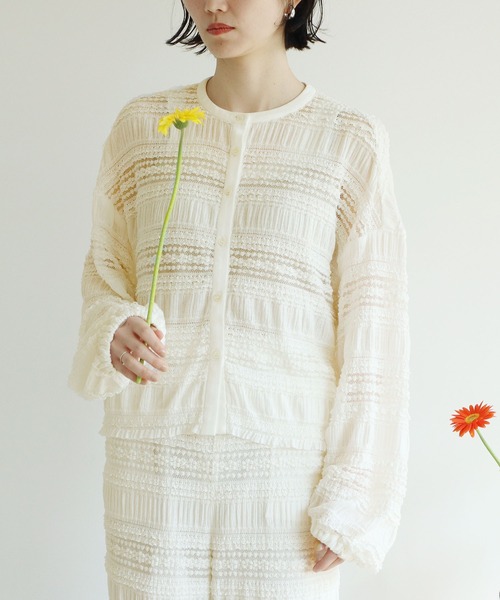 l'atelier du savon(アトリエドサボン)の「●ふりふりラッセルレースBL(シャツ/ブラウス・レディース・ホワイト/ブルー・FREE)」の3枚目の写真