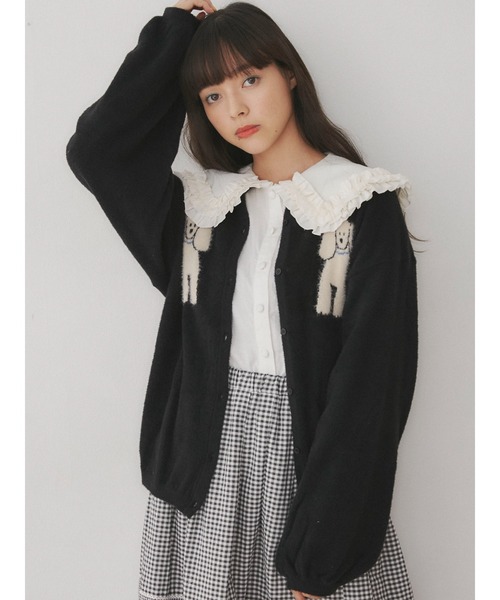 merry jenny（メリージェニー）の「dog&dogニットカーディガン（カーディガン/ボレロ・レディース・アイボリー/ブラック/ブルー・FREE）」の9枚目の写真