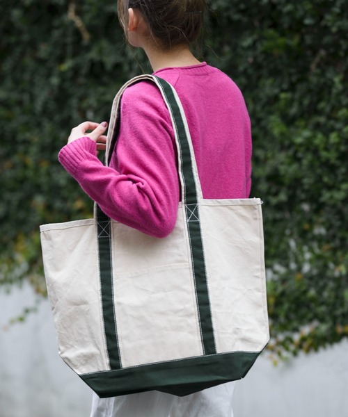 SETUP7】キャンバスバイカラートートバッグ(L) マチあり・A4サイズ収納