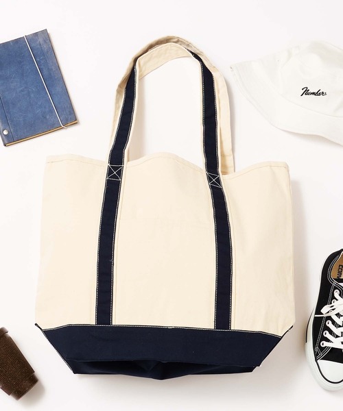 SETUP7】キャンバスバイカラートートバッグ(L) マチあり・A4サイズ収納