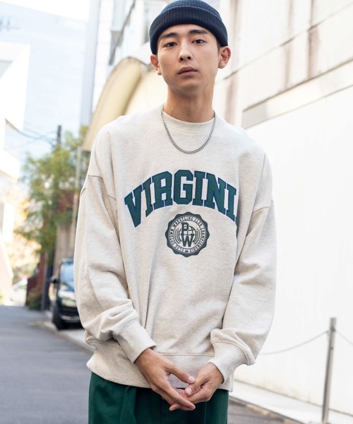WEGO(ウィゴー)の「WEGO/【2点セット】アクセ付きカレッジプルオーバー(スウェット・メンズ・オートミール/ネイビー/ダークグリーン・LARGE/MEDIUM)」の8枚目の写真