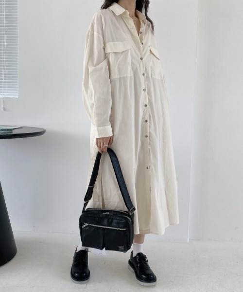 .KOM（ドットコム）の「A'GEM/9 × .kom『.kom/ドットケーオーエム』ルーズシルエット トレンチ型ロングシャツ（シャツ/ブラウス・レディース・ホワイト・FREE）」の15枚目の写真