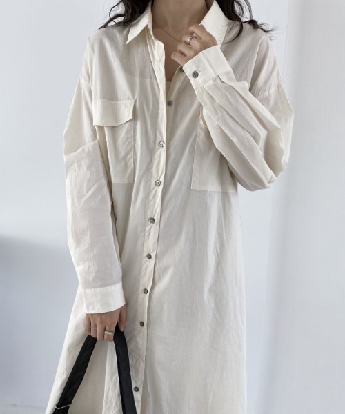 .KOM（ドットコム）の「A'GEM/9 × .kom『.kom/ドットケーオーエム』ルーズシルエット トレンチ型ロングシャツ（シャツ/ブラウス・レディース・ホワイト・FREE）」の14枚目の写真