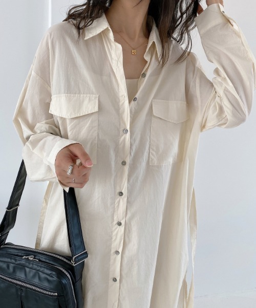 .KOM（ドットコム）の「A'GEM/9 × .kom『.kom/ドットケーオーエム』ルーズシルエット トレンチ型ロングシャツ（シャツ/ブラウス・レディース・ホワイト・FREE）」の20枚目の写真