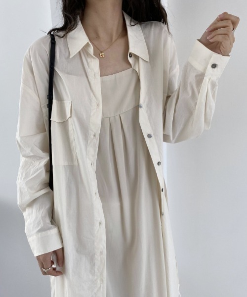 .KOM（ドットコム）の「A'GEM/9 × .kom『.kom/ドットケーオーエム』ルーズシルエット トレンチ型ロングシャツ（シャツ/ブラウス・レディース・ホワイト・FREE）」の13枚目の写真