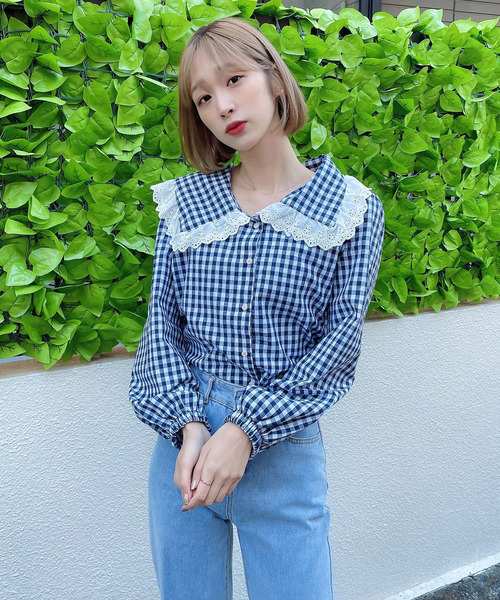 Voyage titty&Co.PETIT(ボヤージュティティアンドコープチ)の「【Voyage titty&Co.】ギンガムレースブラウス(シャツ/ブラウス・レディース・マルチ・FREE)」の5枚目の写真