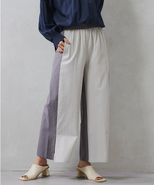 Chez toi(シェトワ)の「フロント切替裾スリットワイドパンツ(その他パンツ・レディース・ベージュ/グレー/グリーン・FREE)」の2枚目の写真