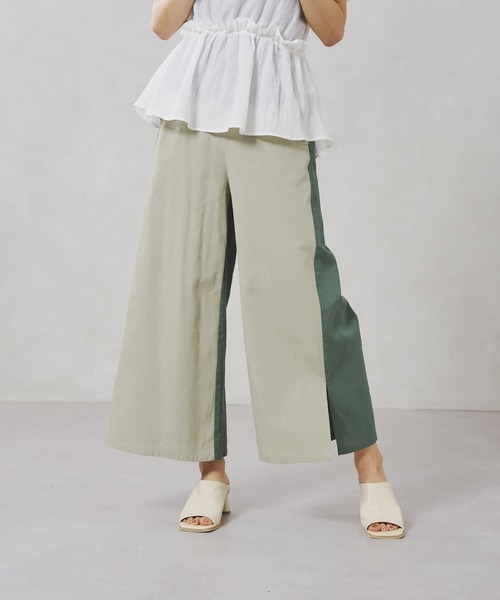 Chez toi(シェトワ)の「フロント切替裾スリットワイドパンツ(その他パンツ・レディース・ベージュ/グレー/グリーン・FREE)」の6枚目の写真