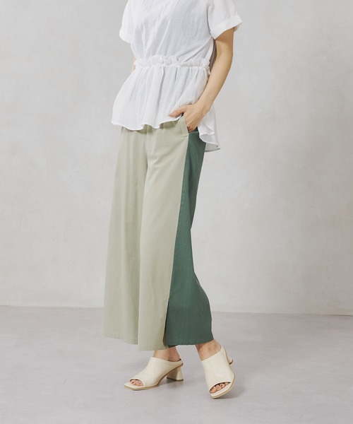 Chez toi(シェトワ)の「フロント切替裾スリットワイドパンツ(その他パンツ・レディース・ベージュ/グレー/グリーン・FREE)」の13枚目の写真