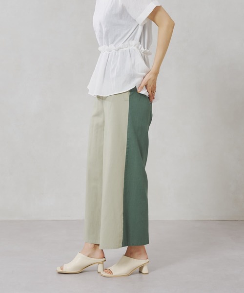 Chez toi(シェトワ)の「フロント切替裾スリットワイドパンツ(その他パンツ・レディース・ベージュ/グレー/グリーン・FREE)」の15枚目の写真