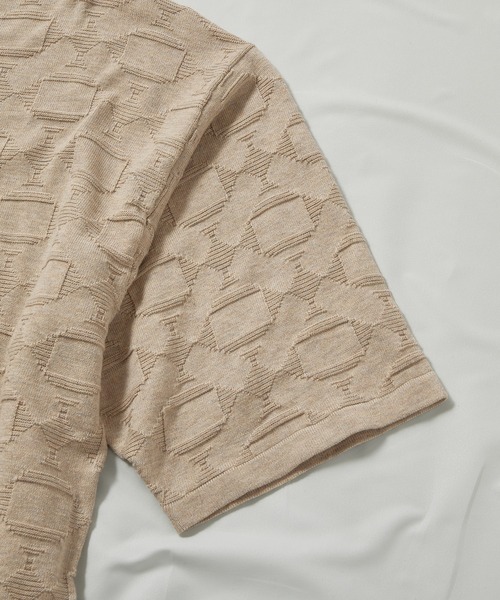 UNION STATION（ユニオンステーション）の「強撚コットン半袖ジャガードセーター（ニット/セーター・メンズ・ライトブルー/ベージュ/オレンジ・M/L）」の20枚目の写真