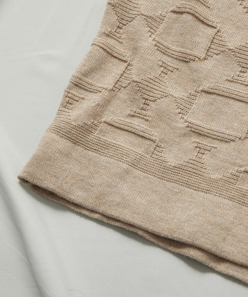 UNION STATION（ユニオンステーション）の「強撚コットン半袖ジャガードセーター（ニット/セーター・メンズ・ライトブルー/ベージュ/オレンジ・M/L）」の18枚目の写真