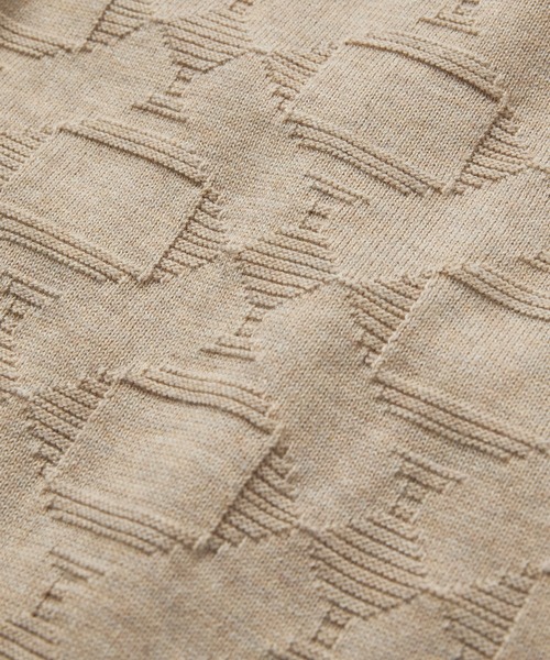 UNION STATION（ユニオンステーション）の「強撚コットン半袖ジャガードセーター（ニット/セーター・メンズ・ライトブルー/ベージュ/オレンジ・M/L）」の9枚目の写真