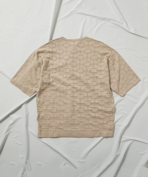 UNION STATION（ユニオンステーション）の「強撚コットン半袖ジャガードセーター（ニット/セーター・メンズ・ライトブルー/ベージュ/オレンジ・M/L）」の21枚目の写真