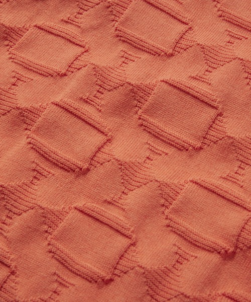 UNION STATION（ユニオンステーション）の「強撚コットン半袖ジャガードセーター（ニット/セーター・メンズ・ライトブルー/ベージュ/オレンジ・M/L）」の7枚目の写真