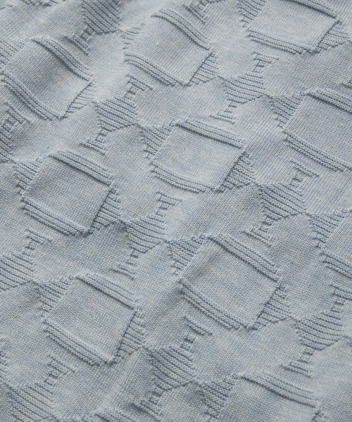 UNION STATION（ユニオンステーション）の「強撚コットン半袖ジャガードセーター（ニット/セーター・メンズ・ライトブルー/ベージュ/オレンジ・M/L）」の14枚目の写真