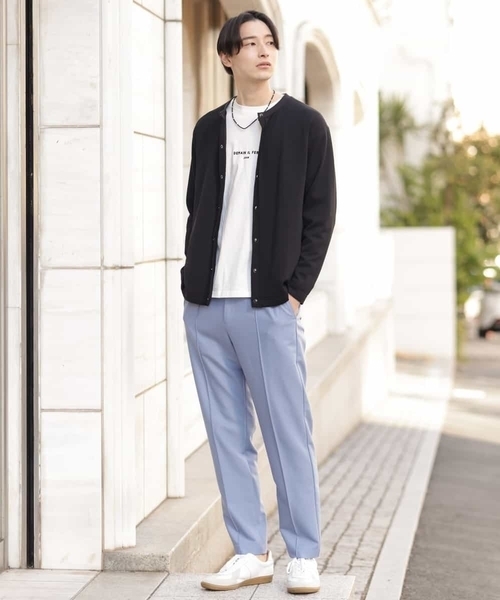 a.v.v（アーヴェヴェ）の「【洗濯機で洗える】なめらかダンボールクルーネックカーディガン（カーディガン/ボレロ・メンズ・ブラック/ミント・46/48/50/44）」の6枚目の写真