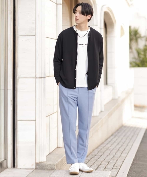 a.v.v（アーヴェヴェ）の「【洗濯機で洗える】なめらかダンボールクルーネックカーディガン（カーディガン/ボレロ・メンズ・ブラック/ミント・46/48/50/44）」の7枚目の写真