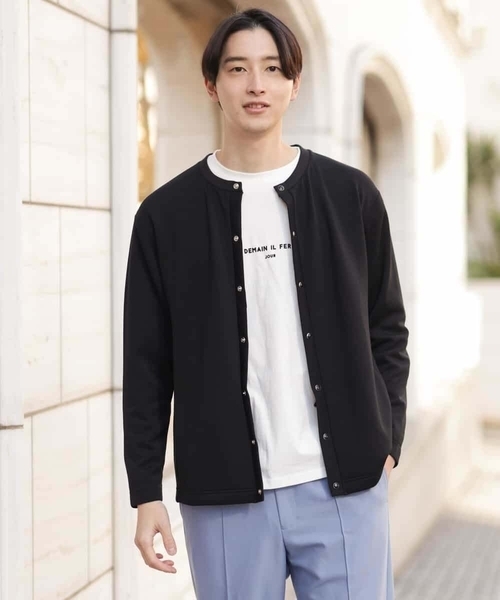 a.v.v（アーヴェヴェ）の「【洗濯機で洗える】なめらかダンボールクルーネックカーディガン（カーディガン/ボレロ・メンズ・ブラック/ミント・46/48/50/44）」の14枚目の写真