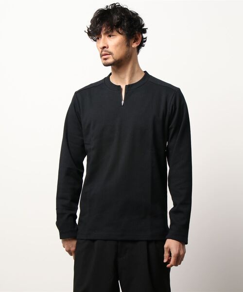 renoma（レノマ）の「＊レノマ オム/renoma HOMME ファスナー使い クルーネック長袖Tシャツ（Tシャツ/カットソー・メンズ・ホワイト/ブラック・MEDIUM/LARGE/X-LARGE/S）」の2枚目の写真