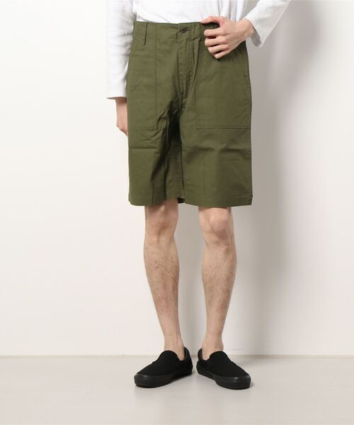 HOUSTON（ヒューストン）の「【HOUSTON】RIPSTOP FATIGUE SHORTS（カーゴパンツ・メンズ・ブラック/カーキ/オリーブドラブ/ウッドランド・SMALL/MEDIUM/X-LARGE/LARGE）」の3枚目の写真