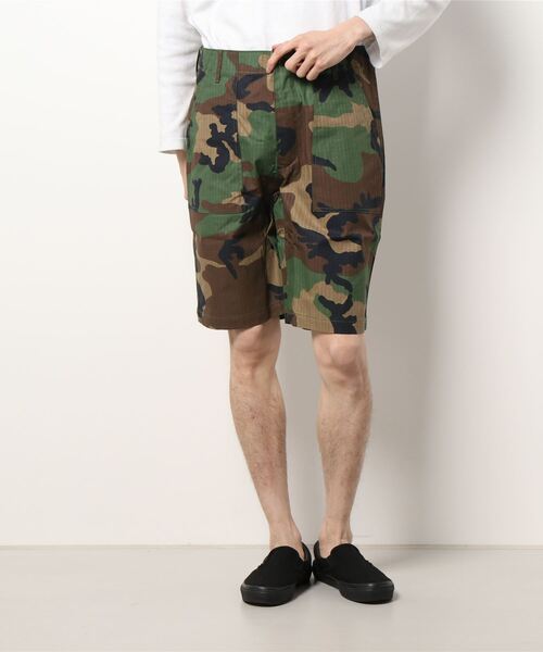 HOUSTON（ヒューストン）の「【HOUSTON】RIPSTOP FATIGUE SHORTS（カーゴパンツ・メンズ・ブラック/カーキ/オリーブドラブ/ウッドランド・SMALL/MEDIUM/X-LARGE/LARGE）」の4枚目の写真