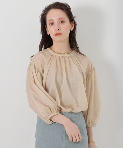 BABYLONE（バビロン）の「BABYLONE / シャイニーボイル2WAYブラウス（シャツ/ブラウス・レディース・ブラック/モカ/ライトベージュ・フリー）」の6枚目の写真