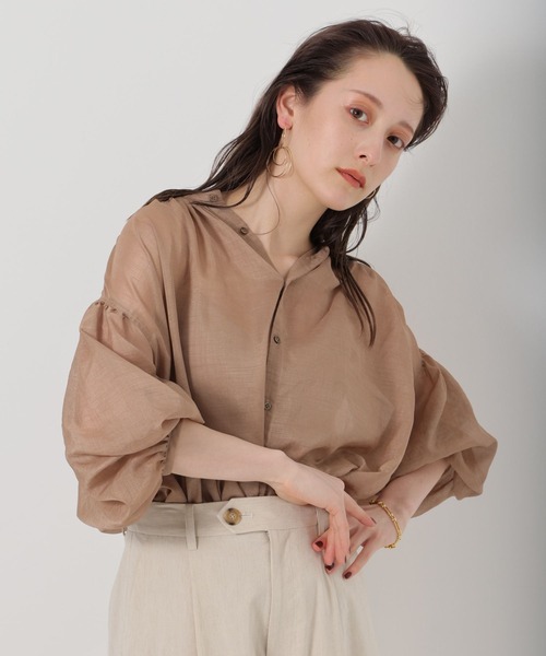 BABYLONE（バビロン）の「BABYLONE / シャイニーボイル2WAYブラウス（シャツ/ブラウス・レディース・ブラック/モカ/ライトベージュ・フリー）」の11枚目の写真