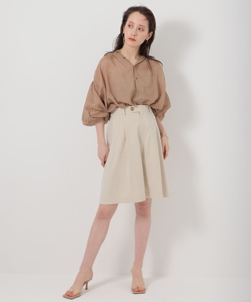 BABYLONE（バビロン）の「BABYLONE / シャイニーボイル2WAYブラウス（シャツ/ブラウス・レディース・ブラック/モカ/ライトベージュ・フリー）」の10枚目の写真