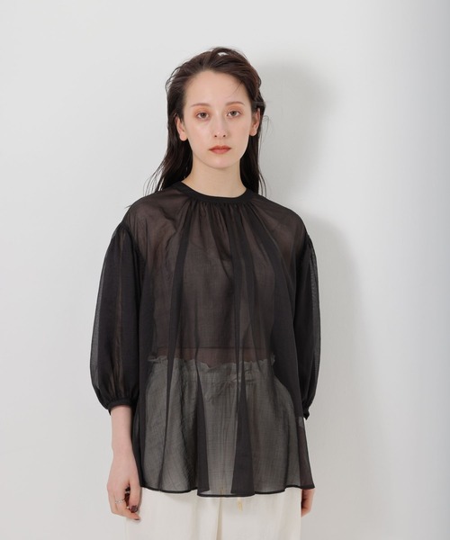 BABYLONE（バビロン）の「BABYLONE / シャイニーボイル2WAYブラウス（シャツ/ブラウス・レディース・ブラック/モカ/ライトベージュ・フリー）」の14枚目の写真