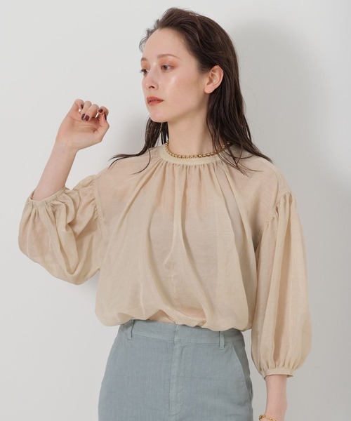 BABYLONE（バビロン）の「BABYLONE / シャイニーボイル2WAYブラウス（シャツ/ブラウス・レディース・ブラック/モカ/ライトベージュ・フリー）」の7枚目の写真