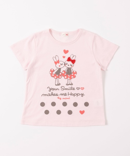 KP（ケーピー）の「【WEB限定】mimiちゃんとドット柄プリント半袖Tシャツ(100-160cm)（Tシャツ/カットソー・キッズ・オフホワイト/ピンク・140cm/110cm/160cm/100cm/150cm/120cm/130cm）」の3枚目の写真