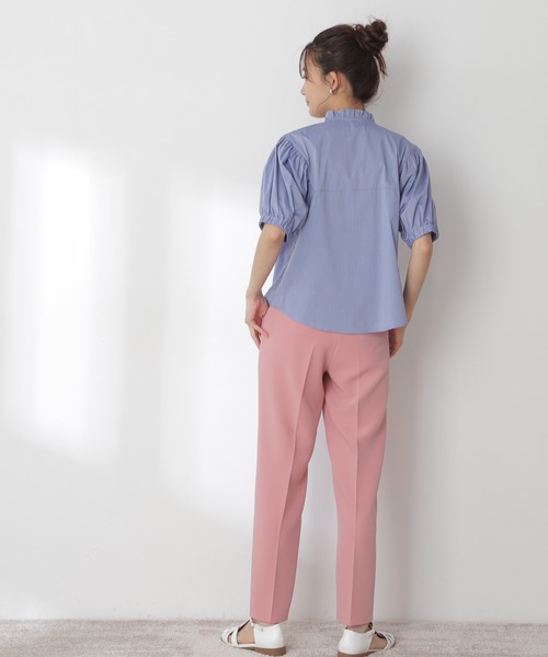 N.（N. Natural Beauty Basic）（エヌエヌナチュラルビューティーベーシック）の「◆アシメフリルネックブラウス（シャツ/ブラウス・レディース・ブラック/オフホワイト/ブルー/ストライプ・MEDIUM）」の12枚目の写真