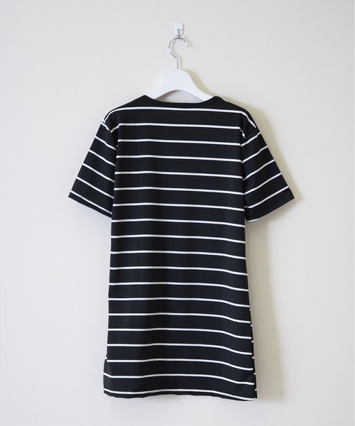 セール】ボーダー ビッグT チュニック ミニワンピース（Tシャツ