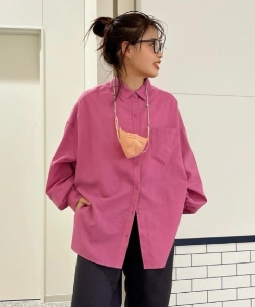 RODEO CROWNS WIDE BOWL(ロデオクラウンズワイドボウル)の「Natuly Linen オーバーシャツ(シャツ/ブラウス・レディース・ピンク/ダークオレンジ/カーキ/ライトベージュ・FREE)」の3枚目の写真