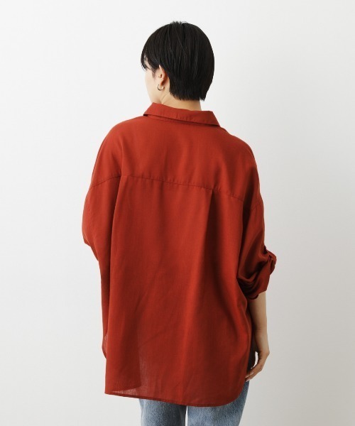 RODEO CROWNS WIDE BOWL(ロデオクラウンズワイドボウル)の「Natuly Linen オーバーシャツ(シャツ/ブラウス・レディース・ピンク/ダークオレンジ/カーキ/ライトベージュ・FREE)」の19枚目の写真