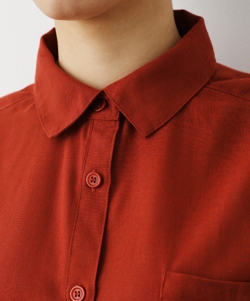 RODEO CROWNS WIDE BOWL(ロデオクラウンズワイドボウル)の「Natuly Linen オーバーシャツ(シャツ/ブラウス・レディース・ピンク/ダークオレンジ/カーキ/ライトベージュ・FREE)」の11枚目の写真