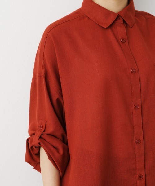 RODEO CROWNS WIDE BOWL(ロデオクラウンズワイドボウル)の「Natuly Linen オーバーシャツ(シャツ/ブラウス・レディース・ピンク/ダークオレンジ/カーキ/ライトベージュ・FREE)」の22枚目の写真